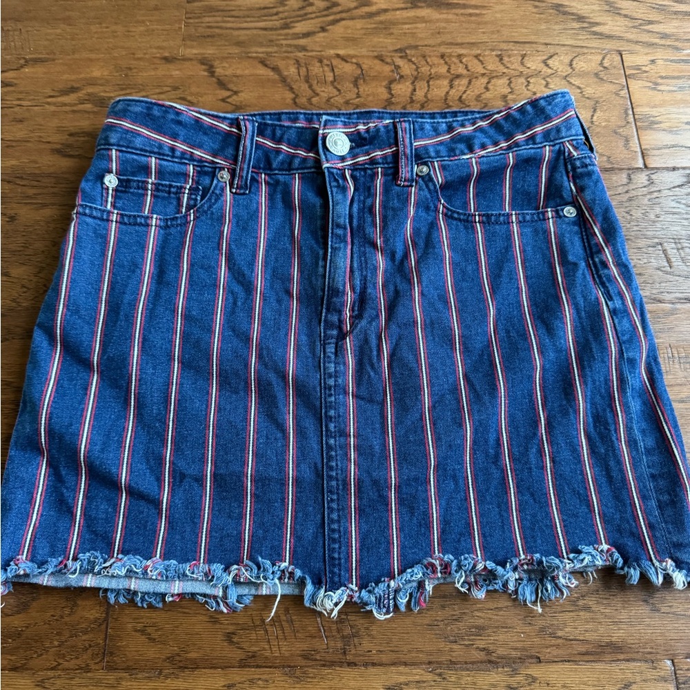 American‎ Eagle Y2K Striped Denim Mini Skirt
